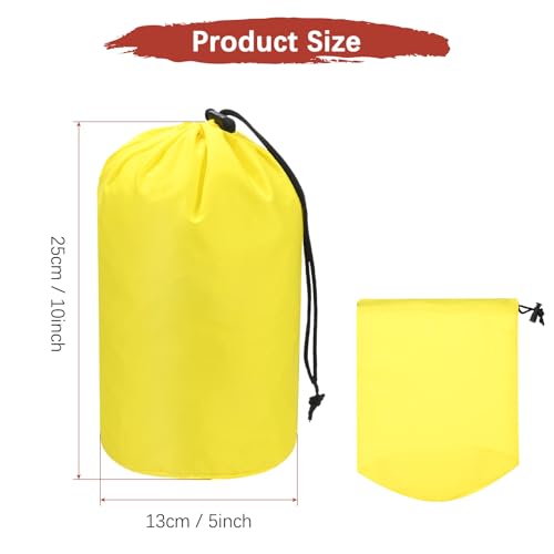 Stuff Sack [2PCS] - Waterproof Outdoor Storage Sacks Use for Backpacking & Traveling & Hiking - [Yellow-5 x 10 in/ 13 x 25 CM] Ultralight Drawstring Bags - color: Yellow