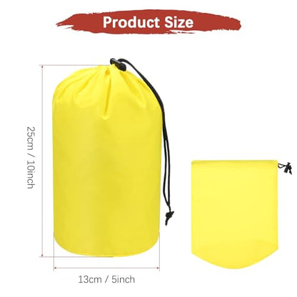Stuff Sack [2PCS] - Waterproof Outdoor Storage Sacks Use for Backpacking & Traveling & Hiking - [Yellow-5 x 10 in/ 13 x 25 CM] Ultralight Drawstring Bags - color: Yellow