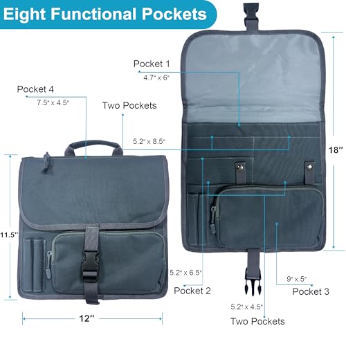 Airplane Seat Storage Pocket, International Travel Essentials,Airplane Pocket Organizer, Airplane Travel Accessories,Removable Toiletry Bag Designed (grey) - color: grey