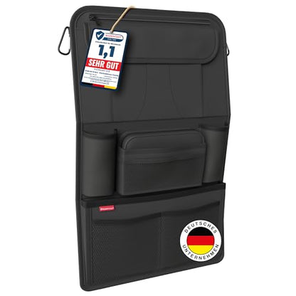 ATHLON TOOLS car seat organizer with integrated tablet holder - Reinforced back - with extra pen pocket - for business and children - Designed in Germany