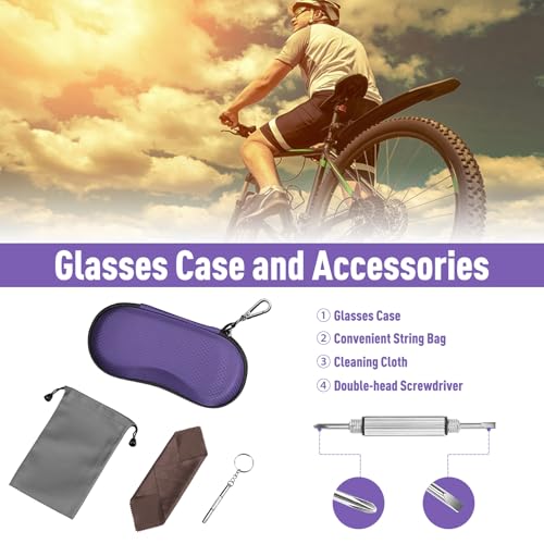 FINTIE Sunglasses Case, Hard EVA Shell Shockproof Sport Glasses Case with Metal Carabiner Travel Zipper Eyeglasses Holder - color: Voilet