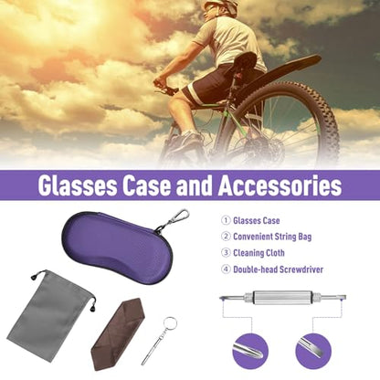 FINTIE Sunglasses Case, Hard EVA Shell Shockproof Sport Glasses Case with Metal Carabiner Travel Zipper Eyeglasses Holder - color: Voilet
