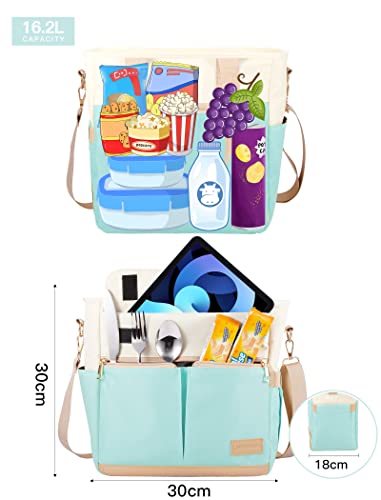 JOYHILL Lunch Bag for Women, Lunch Tote Leakproof Insulated Lunch Box with Shoulder Strap, Adult Reusable Lunch Cooler Tote Bags for Work Picnic Camping Beach (E-GREEN) - color: E-GREEN