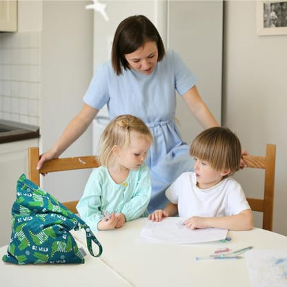 ALVA ALVABABY 3pcs Cloth Diaper Wet Dry Bags Waterproof Reusable with Two Zippered Pockets Travel Beach Pool Daycare Soiled Baby Items Yoga Gym Bag for Swimsuits or Wet Clothes 3L-ZM16A - color: Engineering truck Lion crocodile