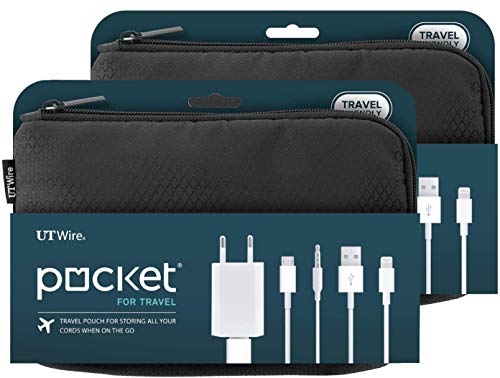 UT Wire Pocket Travel Organizer Case and Accessory Holder, 2 Pack, Black - size: 2 Pack