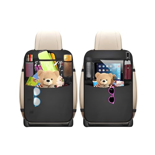 2PCS Car Backseat Organizer, Oxford Car Back Seat Protecter Kick Mat with Touch Screen Tablet Holder, Waterproof Automotive Seatback Storage Bag with Multi Functional Pockets (Zipper) - color: Zipper