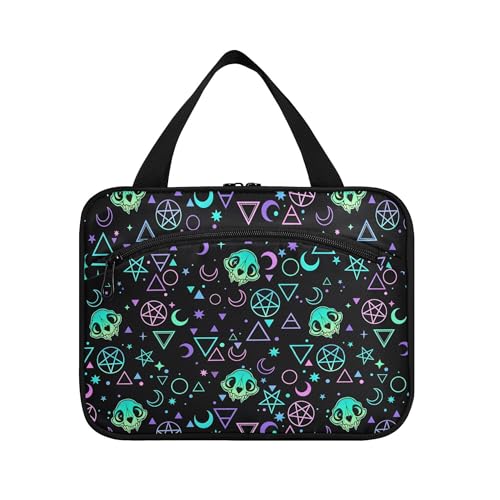 MNSRUU Hanging Toiletry Bags for Women Travel, Gothic Magic Skulls Toiletry Organizer Portable Travel Toiletry Bags Clear Wash Bags Makeup Bag Cosmetic Bag - color: Skulls 192