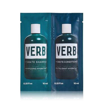 VERB Hydrate Shampoo + Conditioner Duo - Cleanses + Nourishes Dry + Frizzy Hair to Smooth + Reduce Frizz - Amber + Warm Jasmine Scent - size: 0.33 Fl Oz (Pack of 2)