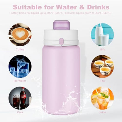 PLTCAT Collapsible Water Bottle, 19oz Foldable Bottle BPA Free Reusable Lightweight Leak-Proof Travel Silicone Water Bottle for Travel, Gym, Hiking, Office, Camping - color: Taro Purple
