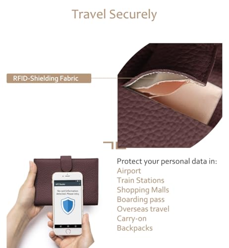 Genuine Leather Passport Wallet with RFID Blocking – Slim Travel Passport Holder with Card Slots, Zipper Coin Pocket & Cash Sleeve, Classic Travel Wallet (Coffee Brown) - color: Coffee Brown