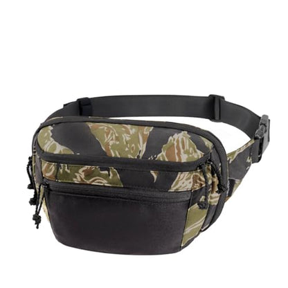 SHANGRI-LA Tactical Concealed Carry Fanny Pack for Men and Women, Low-Profile CCW Waist Bag, with Pistol Holster and Mag Holder, Multi-Use for Hiking, Travel, EDC - color: Tigerstripe-Regular