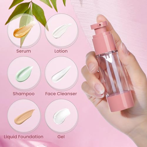 1oz 30ml Airless Pump Bottles, Refillable Leak Proof Travel Pump Bottle Toiletry Cosmetic Skincare Containers for Lotion Toner Gel Foundation (3 Pieces) - color: Pink