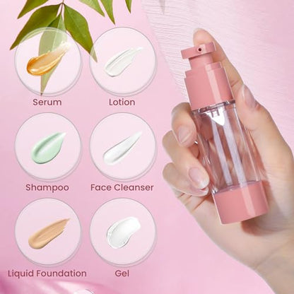 1oz 30ml Airless Pump Bottles, Refillable Leak Proof Travel Pump Bottle Toiletry Cosmetic Skincare Containers for Lotion Toner Gel Foundation (3 Pieces) - color: Pink