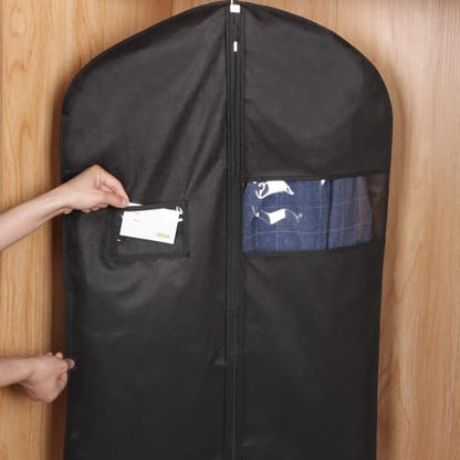 KEEGH 40" Suit Cover Bags for Men (Set of 10) Garment Bags for Hanging Clothes, Suit Bags for Closet Storage or Travel, Clothes Cover for Suits Coats with Clear Window and Label Pocket, Black - size: 40"-10pcs
