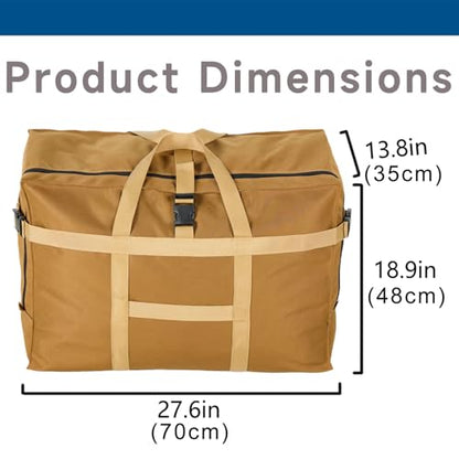 Arxus Large Duffel Bag, Waterproof Carry on Weekend Overnight Storage Bag over Luggage for Airline, Travel, Camping, Moving - color: 120L-Khaki