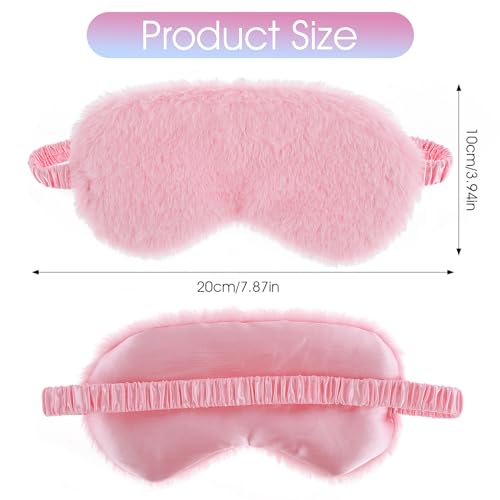 2 Pcs Plush Fluffy Eye Mask Soft Sleeping Blindfold Eye Cover Comfortable Furry Faux Fur Sleeping Mask Satin Nap Night Eyeshade Cover for Women Men Gift (White, Pink) - color: White&pink
