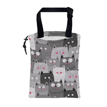 Car Garbage Bag Cute Grey Cats Drawstring Car Trash Bag Hanging for Back Seat with Adjustable Buckle Canvas Vehicle Trash Can Easy-to-Install - color: Cute Grey Cats