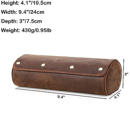 Personalized Custom Name Watch Case Roll Organizer, Luxury Genuine Leather Travel 3-Watches Case For Watch and Bracelet (05 Coffee) - color: 05 Coffee