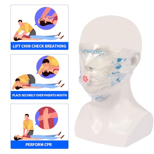 CPR Face Shield with Keyring (6 Pack), CPR Pocket Mask for Emergency Kit, First-Aid and Training with One-Way Valve by Frontline (Red) - color: Red
