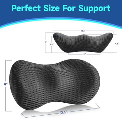 Lumbar Support Pillow for Office Chair Car Lumbar Pillow,Memory Foam Back Cushion with Breathable 3D Mesh Lumbar Support Orthopedic Backrest for Lower Back Pain Relief Ergonomic, LowerBackSupportBlack
