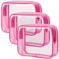 PACKISM Clear Makeup Bags - 3 Pack TSA Approved Clear Travel Bags for Toiletries, Carry on Toiletry Bag TSA Approved Toiletry Bag, Matte Rose Red - color: Y- Matte Rose Red, size: Medium Set (Standard)