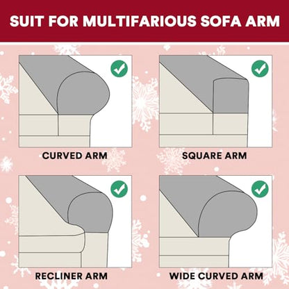 PrinceDeco Thick Velvet Stretch Armrest Covers for Chairs and Sofas Armchair Covers for Arms Couch Arm Cover Armrest Cover for Sofa Non Slip (2 Pack: Snowflakes) - color: Red