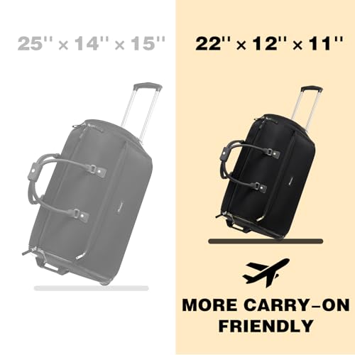 Modoker Rolling Garment Bags, 22in Garment Duffle Bag with Wheels, 3 in 1 Garment Suit Luggage Bag, More Carry-On Friendly for Business Travel Weekender - color: 22in-Black