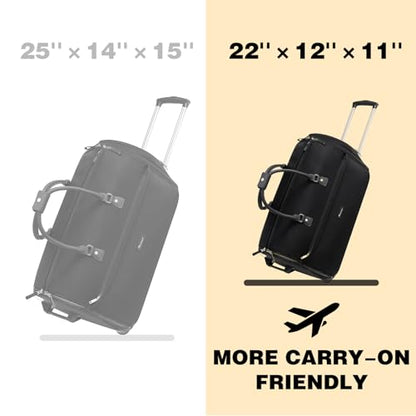 Modoker Rolling Garment Bags, 22in Garment Duffle Bag with Wheels, 3 in 1 Garment Suit Luggage Bag, More Carry-On Friendly for Business Travel Weekender - color: 22in-Black