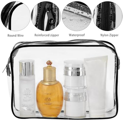 Tbestmax 10 Pack Clear Cosmetic Bags Makeup Bags Portable Waterproof TSA Approved Travel Toiletry Bags Large Organizer Black, 9.8" x 7.1" x 2.4" - color: Large - Black