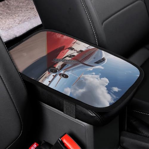 Red Carpet Airplane Car Center Console Cover Universal Waterproof Arm Rest Cover Car Armrest Cushion Cars Armrest Covers Protector Cars Interior Accessories for Most Vehicle SUV Truck