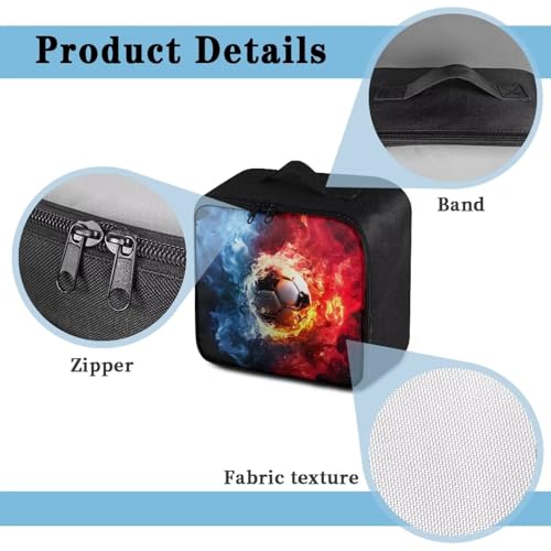 Empty First Aid Kit Soccer Flame Large Capacity First Responder Bag for Family Camping Trips and Car Safety Storage Includes Water-Resistant Lining Soft Interior Washable Exterior - color: Soccer Flame
