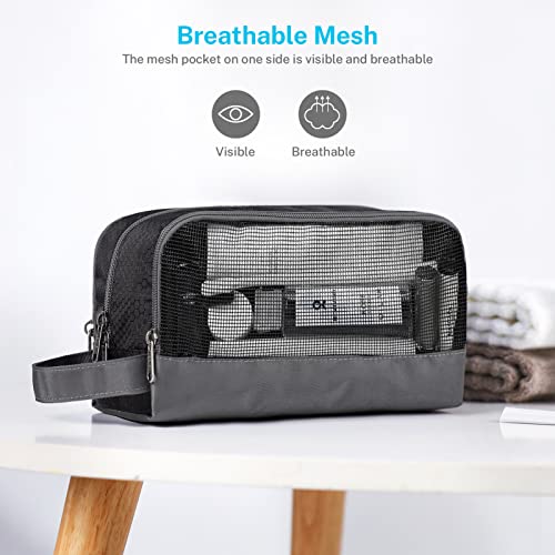 Gonex Travel Toiletry Bag Nylon, Shaving Bag Toiletry Organizer Black - color: Black