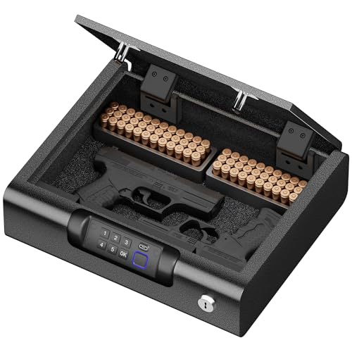 BILLCONCH Gun Safe,Biometric Gun Safe for Pistols, 3 Ways Fingerprint Digital PIN Key Unlock, Smart safe box with Sound,for Cloakroom living room Bedroom Nightstand - color: Black, size: 10"x 12"