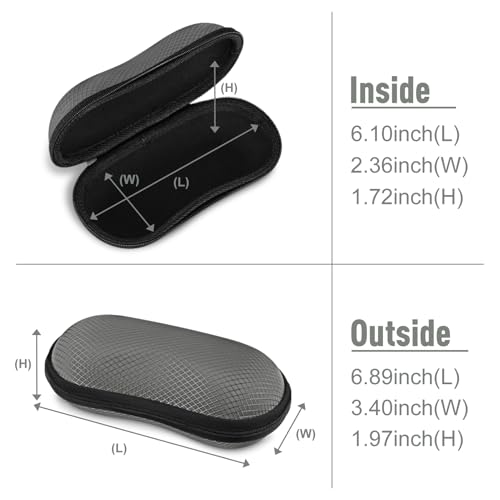FINTIE Sunglasses Case, Hard EVA Shell Shockproof Sport Glasses Case with Metal Carabiner Travel Zipper Eyeglasses Holder - color: Dark Grey