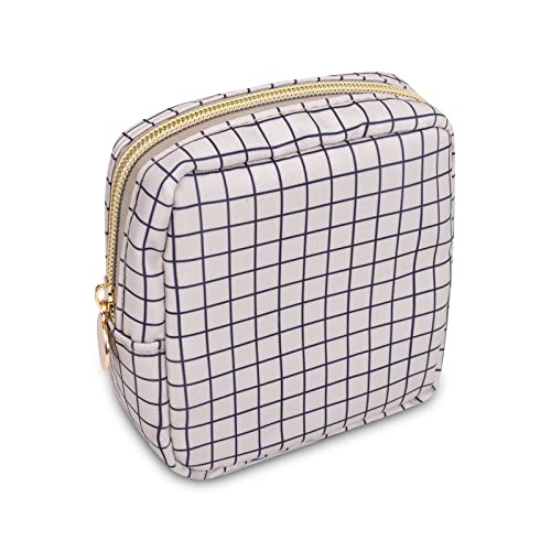 UIXIZQ Mini Makeup Pouch for Purse, Nylon Travel Toiletry Organizers Small Cosmetic Bag for Women Girl, Checkered Cute Zipper Coin Purse Preppy Storage Bag for School Work(Mini-Checkered) - color: Checkered, size: Mini