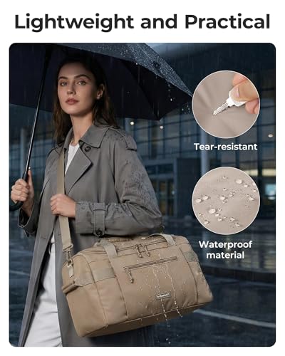 BAGSMART Travel Duffel Bags with Dividers, 32L Gym Duffle Bag with Laptop Compartment, Carry On Weekender Overnight Bag, Shoe Bag, PVC Wet Pocket, Brown - color: Brown