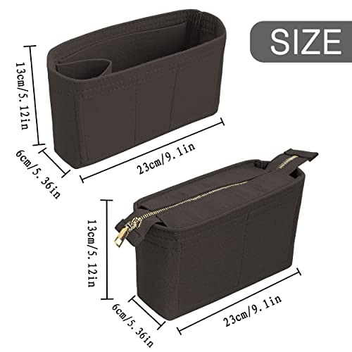 Felt Tote Bag organizer with Zipper Small Purse Organizer Insert With 2 Packs fits NeoNoe Series,Black - color: Black