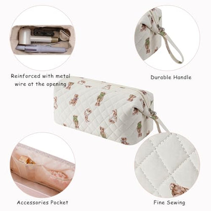 RSRSLEII Large Quilted Hair Tools Travel Bag with Bear Pattern,Hair Styling Accessories Storage Case for Shark FlexStyle, Dyson Airwrap Hair Dryer, Curling Iron, Revlon Hair Tools(06Bear) - color: 06 Bear