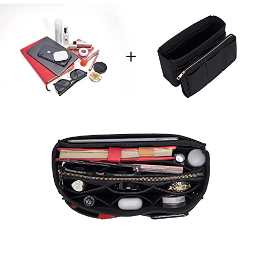 Vercord Felt Organizer Insert For Purse Handbag Tote Bag In Bag Inside Shaper Divider Neo Black Slender Medium - color: A Black, size: Slender Medium