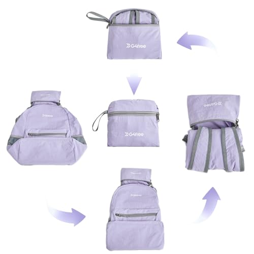 G4Free 20L Lightweight Packable Backpack Travel Hiking Daypack Foldable Backpack for Men Women(Light Purple) - color: Light Purple