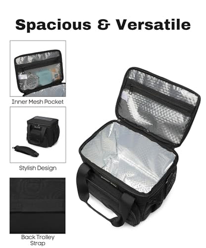 SUNNY BIRD 12L Large Insulated Lunch Bag, Leakproof and Foldable Lunch Cooler Box for Women Adult and Men, Fits 18 Cans (Black 01) - color: Black 01