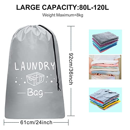 Sylfairy 2 Pack Extra Large Travel Laundry Bag, Dirty Clothes Organizer with Drawstring,Heavy Duty Travel Laundry Bags,Easy Fit a Laundry Hamper Travel Essentials - color: Pink+Light Grey