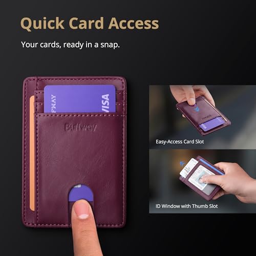 Buffway Slim Minimalist Front Pocket RFID Blocking Leather Wallets for Men and Women - Alaska Purple - color: Alaska Purple