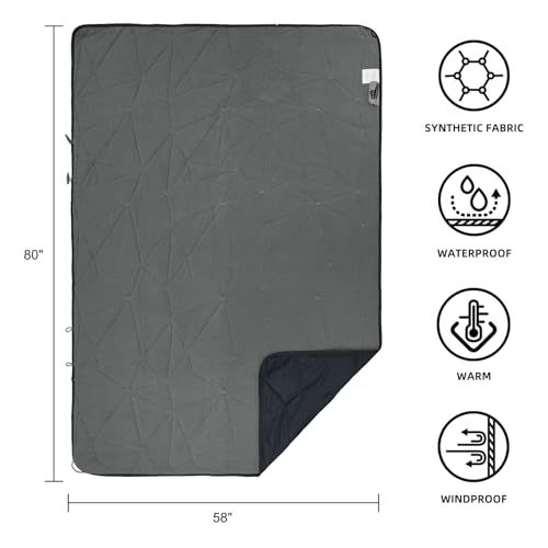 Large Outdoor Waterproof Blanket Extra Thick Fleece Stadium Blanket for Camping, Car, Pet, Picnics - Windproof, Wearable, Machine Washable 80" x 58" (Black Gray) - color: Black Gray