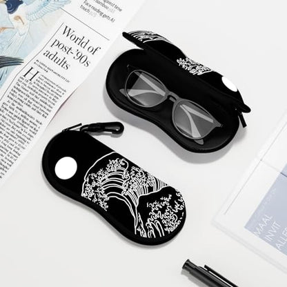 Sunglasses Soft Case, Ultra Light Portable Neoprene Zipper Glasses Case for Men Women - color: Abstract Waves