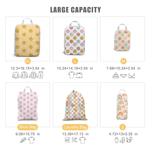 6 Set Compression Packing Cubes Compressed Storage Bags for Carry on Suitcases Packaging Luggage Bags Organizers for Travel