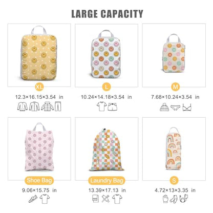 6 Set Compression Packing Cubes Compressed Storage Bags for Carry on Suitcases Packaging Luggage Bags Organizers for Travel