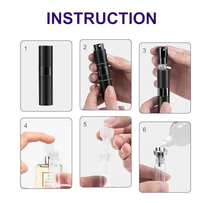 8ML Perfume Travel Refillable Portable Perfume Atomizer Bottle - Easter Basket Stuffers for Teens Adults Men Women,Valentines Day Gifts for Him Her,Travel Essentials,Christmas Gift(Balck,2Pack)