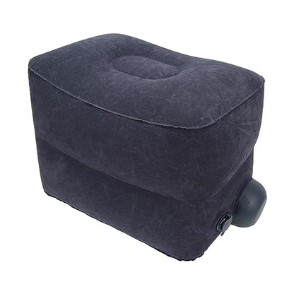 Foot Rest Pillow Inflatable Two Layer Single Air Valve PVC Flocking Portable Reducing Fatigue Airplane Foot Pillow for Office Home Travel (Dark Blue) - color: Dark Blue