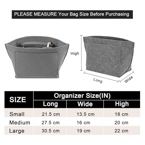 LOUKAYCCI Felt Organizer Compatible with longchamp le pliage L Handbag Insert (Large,Gary) - color: Gray, size: Large